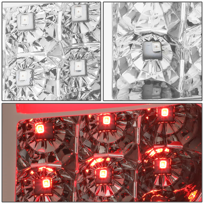 D-Motoring - Tail Lights - 3D LED C-Shape - Chrome Housing - Clear Lens - Plug-n-play - Pair - GMC Sierra 1500 2500HD 3500HD - 4