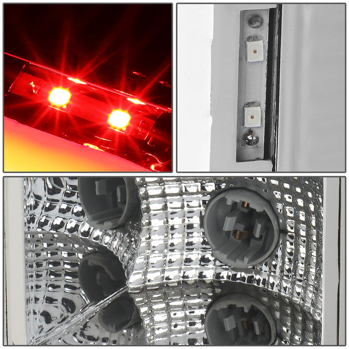 D-Motoring - Tail Lights - 3D LED C-Shape - Chrome Housing - Clear Lens - Plug-n-play - Pair - GMC Sierra 1500 2500HD 3500HD - 5