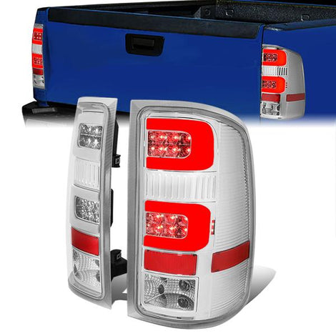 Dual LED C-Bar Tail Lights (Chrome)<br>07-14 GMC Sierra 1500 2500HD 3500HD