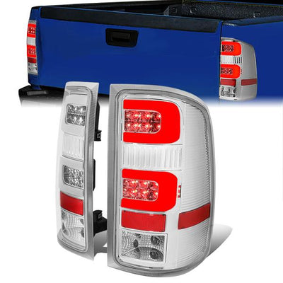 Dual LED C-Bar Tail Lights (Chrome)<br>07-14 GMC Sierra 1500 2500HD 3500HD