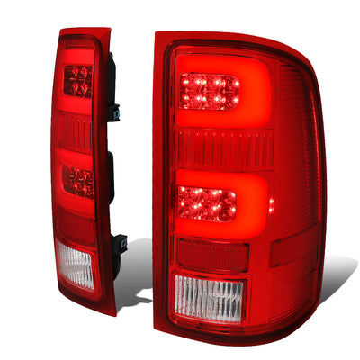 D-Motoring - Tail Lights - 3D LED C-Shape - Chrome Housing - Red Lens - Plug-n-play - Pair - GMC Sierra 1500 2500HD 3500HD - 1