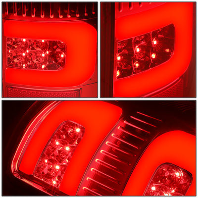 D-Motoring - Tail Lights - 3D LED C-Shape - Chrome Housing - Red Lens - Plug-n-play - Pair - GMC Sierra 1500 2500HD 3500HD - 3