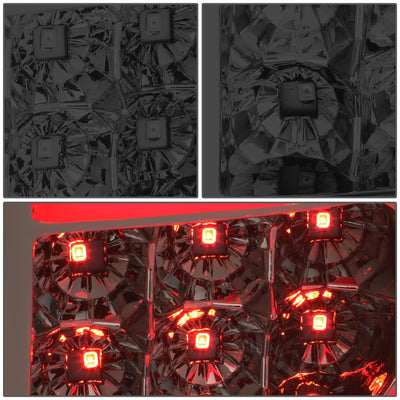 D-Motoring - Tail Lights - 3D LED C-Shape - Chrome Housing - Smoked Lens - Plug-n-play - Pair - GMC Sierra 1500 2500HD 3500HD - 4