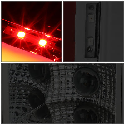 D-Motoring - Tail Lights - 3D LED C-Shape - Chrome Housing - Smoked Lens - Plug-n-play - Pair - GMC Sierra 1500 2500HD 3500HD - 5