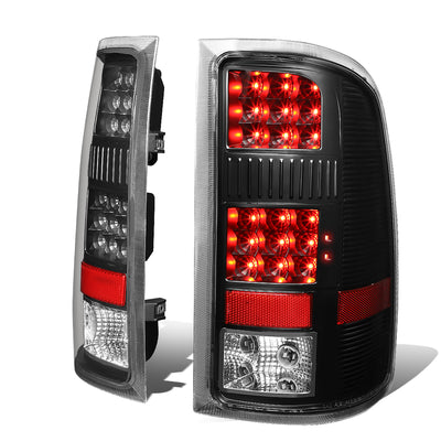 D-Motoring - Tail Lights - LED - Black Housing - Clear Lens - Plug-n-play - Pair - GMC Sierra 1500 2500HD 3500HD - 1