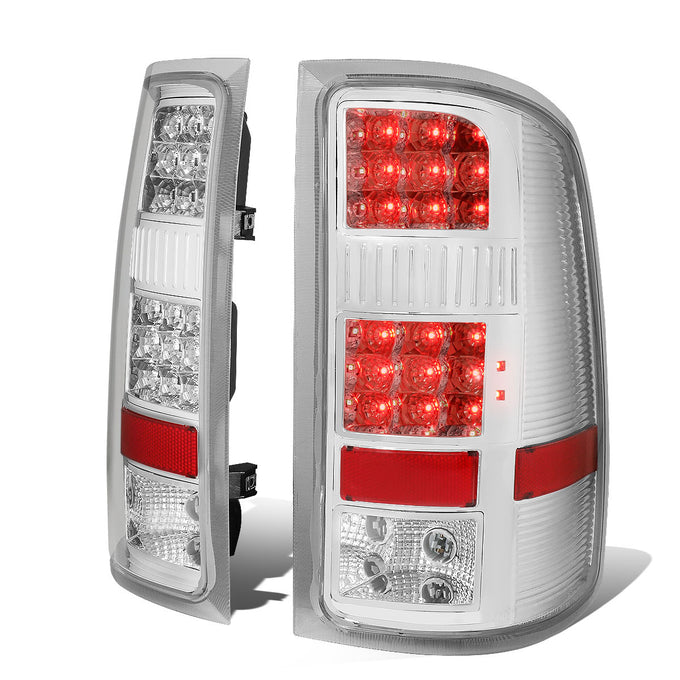 D-Motoring - Tail Lights - LED - Chrome Housing - Clear Lens - Plug-n-play - Pair - GMC Sierra 1500 2500HD 3500HD - 1