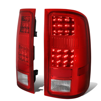 D-Motoring - Tail Lights - LED - Chrome Housing - Red Lens - Plug-n-play - Pair - GMC Sierra 1500 2500HD 3500HD - 1