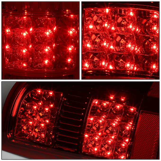 D-Motoring - Tail Lights - LED - Chrome Housing - Red Lens - Plug-n-play - Pair - GMC Sierra 1500 2500HD 3500HD - 3