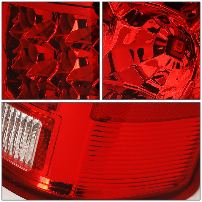 D-Motoring - Tail Lights - LED - Chrome Housing - Red Lens - Plug-n-play - Pair - GMC Sierra 1500 2500HD 3500HD - 4