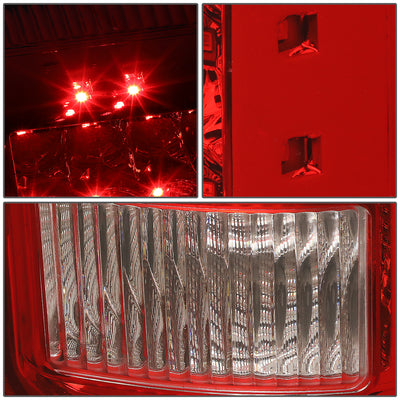 D-Motoring - Tail Lights - LED - Chrome Housing - Red Lens - Plug-n-play - Pair - GMC Sierra 1500 2500HD 3500HD - 5