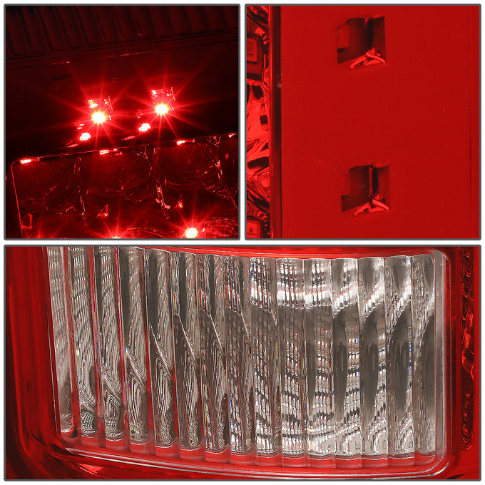 D-Motoring - Tail Lights - LED - Chrome Housing - Red Lens - Plug-n-play - Pair - GMC Sierra 1500 2500HD 3500HD - 5