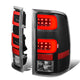 D-Motoring - Tail Lights - Red 3D LED C-Shape - Black Housing - Clear Lens - Plug-n-play - Pair - GMC Sierra 1500 2500HD 3500HD - 1