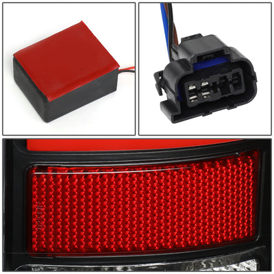 D-Motoring - Tail Lights - Red 3D LED C-Shape - Black Housing - Clear Lens - Plug-n-play - Pair - GMC Sierra 1500 2500HD 3500HD - 6