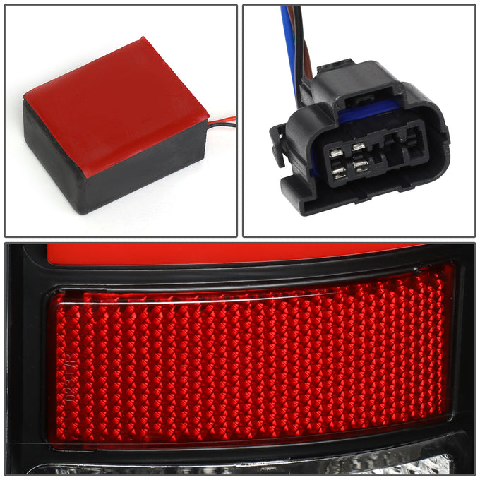 D-Motoring - Tail Lights - Red 3D LED C-Shape - Black Housing - Clear Lens - Plug-n-play - Pair - GMC Sierra 1500 2500HD 3500HD - 6