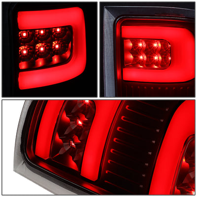 D-Motoring - Tail Lights - Red 3D LED C-Shape - Black Housing - Clear Lens - Plug-n-play - Pair - GMC Sierra 1500 2500HD 3500HD - 3