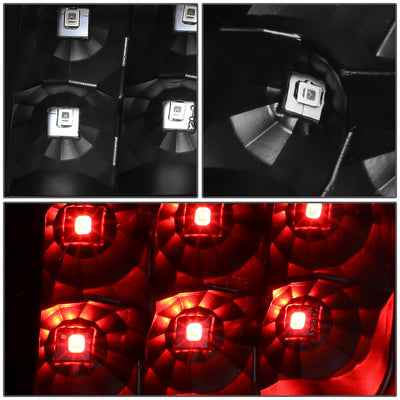 D-Motoring - Tail Lights - Red 3D LED C-Shape - Black Housing - Clear Lens - Plug-n-play - Pair - GMC Sierra 1500 2500HD 3500HD - 4