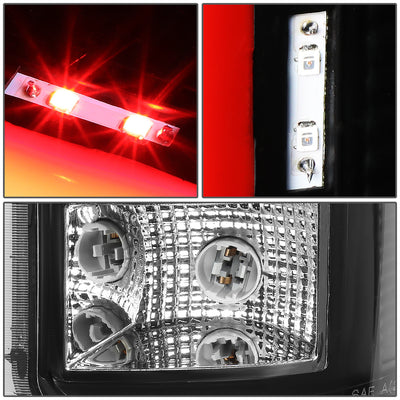 D-Motoring - Tail Lights - Red 3D LED C-Shape - Black Housing - Clear Lens - Plug-n-play - Pair - GMC Sierra 1500 2500HD 3500HD - 5