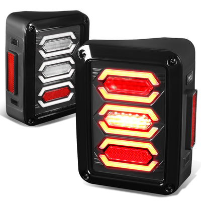 D-Motoring - Tail lights - LED - Chrome Housing - Clear Lens - Plug-n-Play - Pair - 07-17 Jeep Wrangler - 1