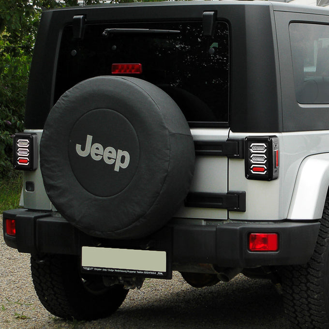 D-Motoring - Tail lights - LED - Chrome Housing - Clear Lens - Plug-n-Play - Pair - 07-17 Jeep Wrangler - 7