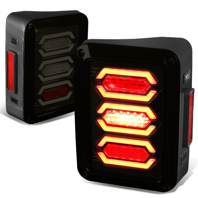 D-Motoring - Tail lights - LED - Chrome Housing - Smoked Lens - Plug-n-Play - Pair - 07-17 Jeep Wrangler - 1