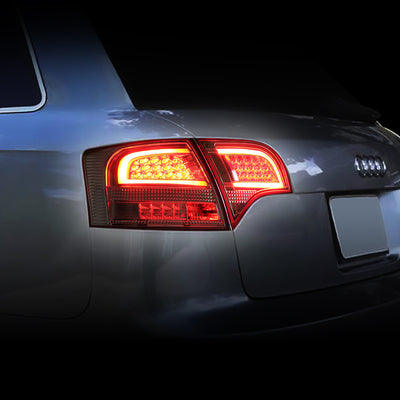 D-Motoring - Tail lights - Tron Style LED Bar - Chrome Housing - Clear Lens - Plug-n-Play - Pair - Audi A4 Wagon / S4 Wagon - 6