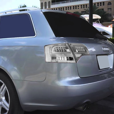 D-Motoring - Tail lights - Tron Style LED Bar - Chrome Housing - Clear Lens - Plug-n-Play - Pair - Audi A4 Wagon / S4 Wagon - 7