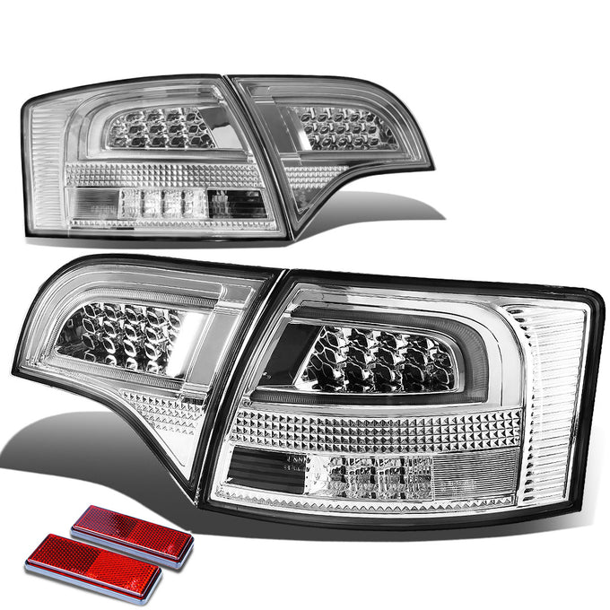 D-Motoring - Tail lights - Tron Style LED Bar - Chrome Housing - Clear Lens - Plug-n-Play - Pair - Audi A4 Wagon / S4 Wagon - 1
