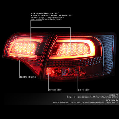 D-Motoring - Tail lights - Tron Style LED Bar - Chrome Housing - Clear Lens - Plug-n-Play - Pair - Audi A4 Wagon / S4 Wagon - 2