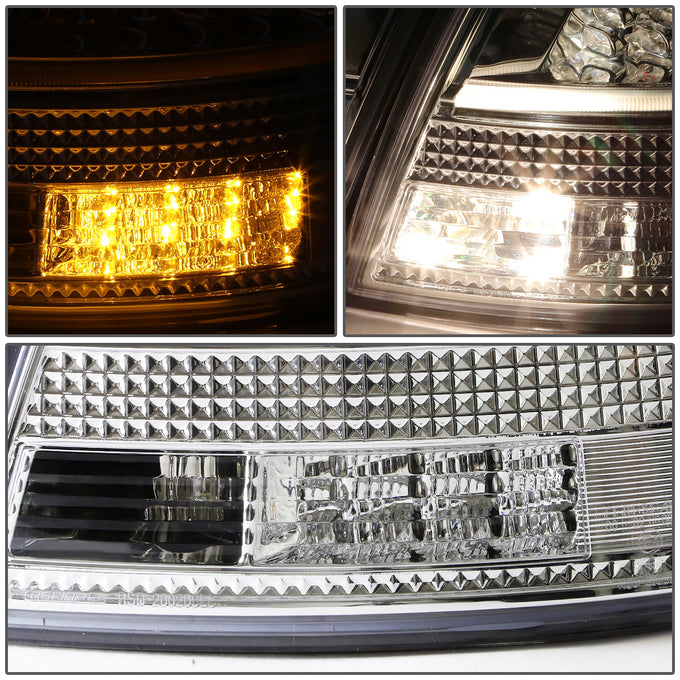 D-Motoring - Tail lights - Tron Style LED Bar - Chrome Housing - Clear Lens - Plug-n-Play - Pair - Audi A4 Wagon / S4 Wagon - 4