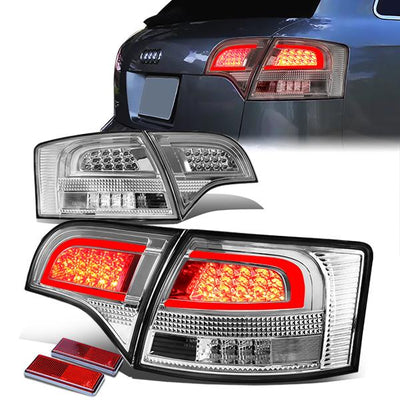 Tron Style LED Bar Tail Lights (Chrome)<br>05-08 Audi A4 S4 Wagon
