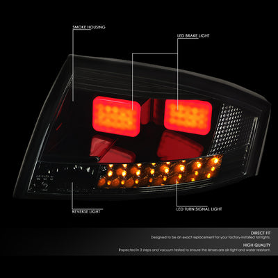 D-Motoring - Tail lights - LED - Black Housing - Smoked Lens - Plug-n-Play - Pair - 99-06 Audi TT & Quattro - 2