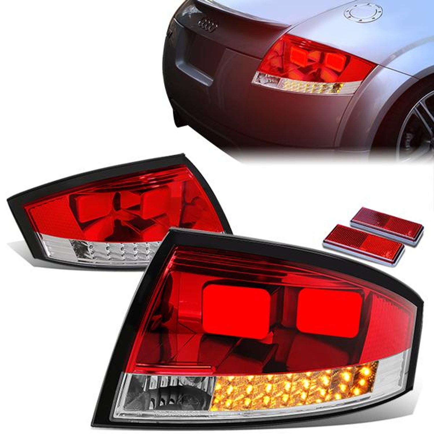 LED Brake Tail Lights (Red, Clear)<br>99-06 Audi TT & Quattro