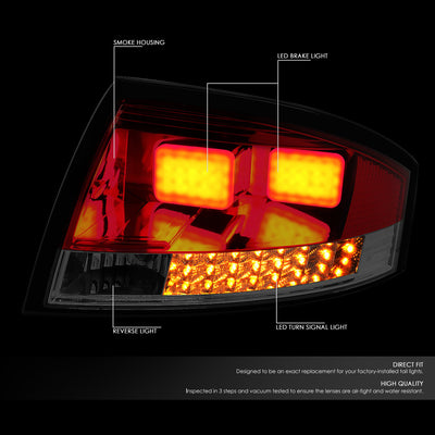D-Motoring - Tail lights - LED - Red Housing - Smoked Lens - Plug-n-Play - Pair - 99-06 Audi TT & Quattro - 2