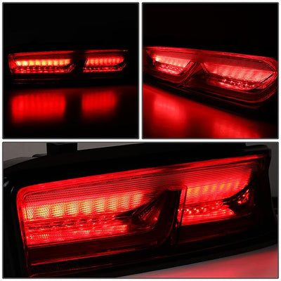 16-18 Chevy Camaro Tail Lights - LED Sequentail Turn Signal - 3D Tube Bar - Red Lens - Pair - 5