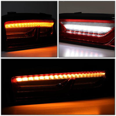 16-18 Chevy Camaro Tail Lights - LED Sequentail Turn Signal - 3D Tube Bar - Red Lens - Pair - 6