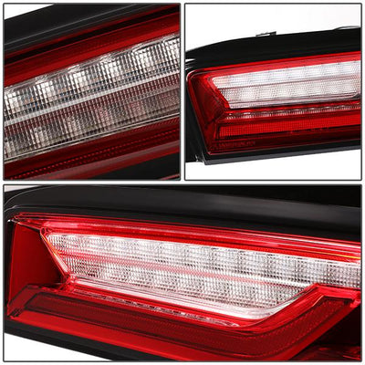 16-18 Chevy Camaro Tail Lights - LED Sequentail Turn Signal - 3D Tube Bar - Red Lens - Pair - 8