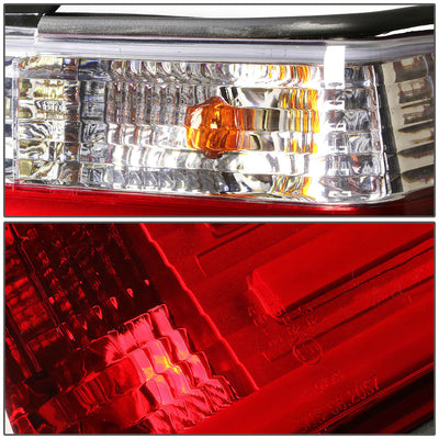 D-Motoring - Tail lights - 3D LED Bar - Chrome Housing - Red Clear Lens - Plug-n-Play - Pair - BMW 318i / M3 Sedan / 320i / 323i / 325i - 3