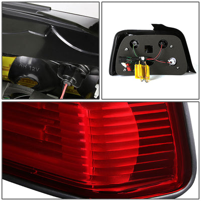 D-Motoring - Tail lights - 3D LED Bar - Chrome Housing - Red Clear Lens - Plug-n-Play - Pair - BMW 318i / M3 Sedan / 320i / 323i / 325i - 5