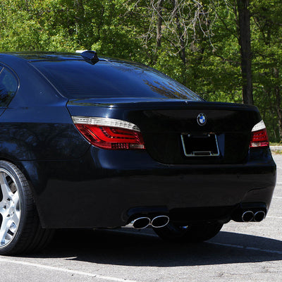 D-Motoring - Tail lights - LED - Chrome Housing - Red Clear Lens - Plug-n-Play - Pair - BMW 525i / 525xi / 530i / 530xi / 545i / 550i 4-Door Sedan - 6
