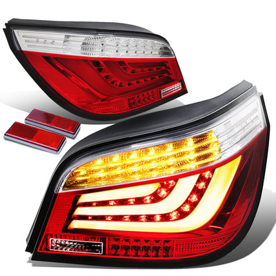 D-Motoring - Tail lights - 3D LED Bar - Chrome Housing - Red Clear Lens - Plug-n-Play - Pair - BMW 525i / 528i & xDrive / 530i / 535i & xDrive / 535xi - 1