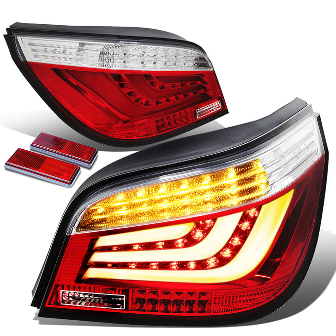 D-Motoring - Tail lights - 3D LED Bar - Chrome Housing - Red Clear Lens - Plug-n-Play - Pair - BMW 525i / 528i & xDrive / 530i / 535i & xDrive / 535xi - 1