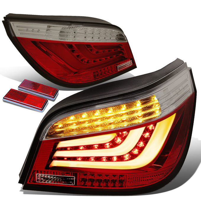 D-Motoring - Tail lights - LED - Chrome Housing - Red Smoked Lens - Plug-n-Play - Pair - BMW 525i / 528i & xDrive / 530i / 535i & xDrive / 535xi - 1