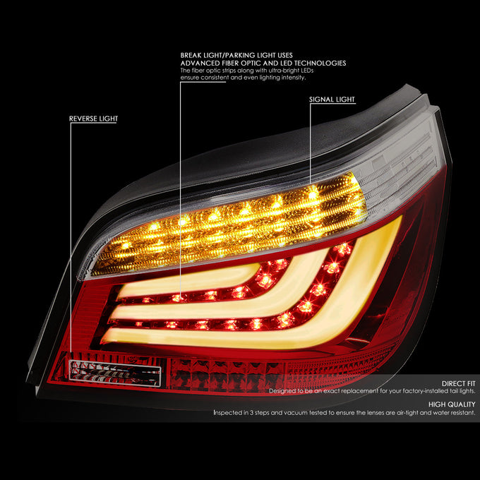 D-Motoring - Tail lights - LED - Chrome Housing - Red Smoked Lens - Plug-n-Play - Pair - BMW 525i / 528i & xDrive / 530i / 535i & xDrive / 535xi - 2