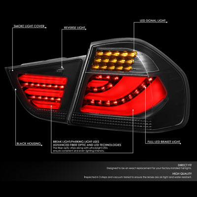 D-Motoring - 09-11 BMW 323i 325i 328i 335D 335i E90 LCI Tail Lights - LED Tube Bar+Turn Signal - Smoked Lens - Plug-n-play - 1 Set - 2