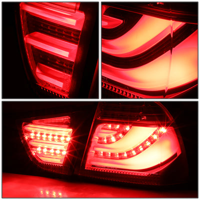 D-Motoring - Tail lights - 3D LED C-Bar - Red Housing - Smoked Lens - Plug-n-Play - Pair - BMW 323i / 325i / 328i / 335D / 335iE90 LCI 4-Dr Sedan - 3
