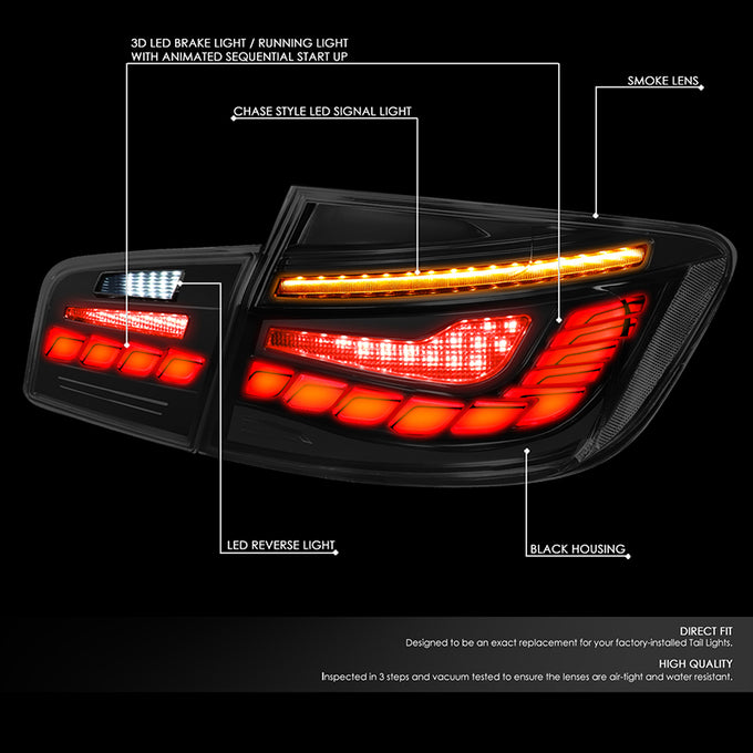 LED Sequentail Turn Signal Brake Tail Lights (Red, Smoked) <br>11-16 BMW 528I 535I 550I M5