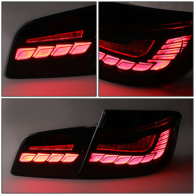 LED Sequentail Turn Signal Brake Tail Lights (Red, Smoked) <br>11-16 BMW 528I 535I 550I M5