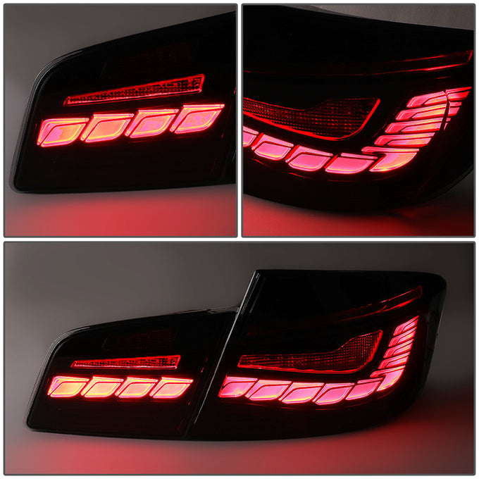 LED Sequentail Turn Signal Brake Tail Lights (Red, Smoked) <br>11-16 BMW 528I 535I 550I M5