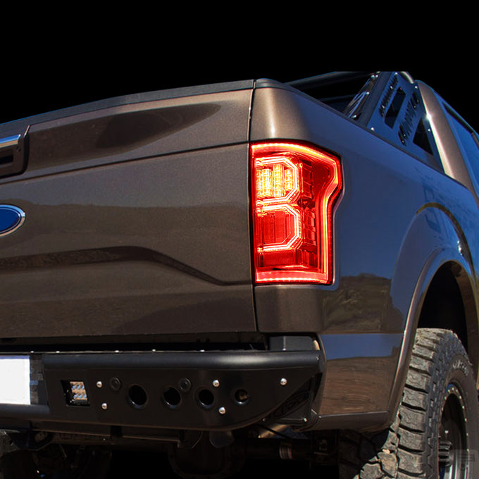 D-Motoring - Tail lights - Tron Style LED - Chrome Housing - Clear Lens - Plug-n-Play - Pair - 15-17 Ford F-150 - 7