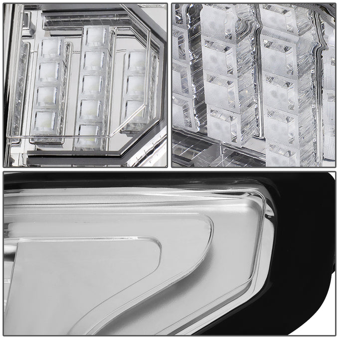D-Motoring - Tail lights - Tron Style LED - Chrome Housing - Clear Lens - Plug-n-Play - Pair - 15-17 Ford F-150 - 5